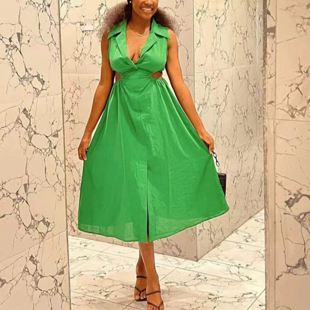 ZARA Elegant Solid Color Sexy Dress Spring Fall